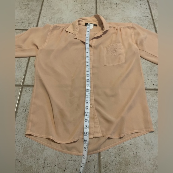 Vintage 70s Philippe Ronsard Paris Peach Short Sleeve Blouse Size M/L - Picture 7 of 7